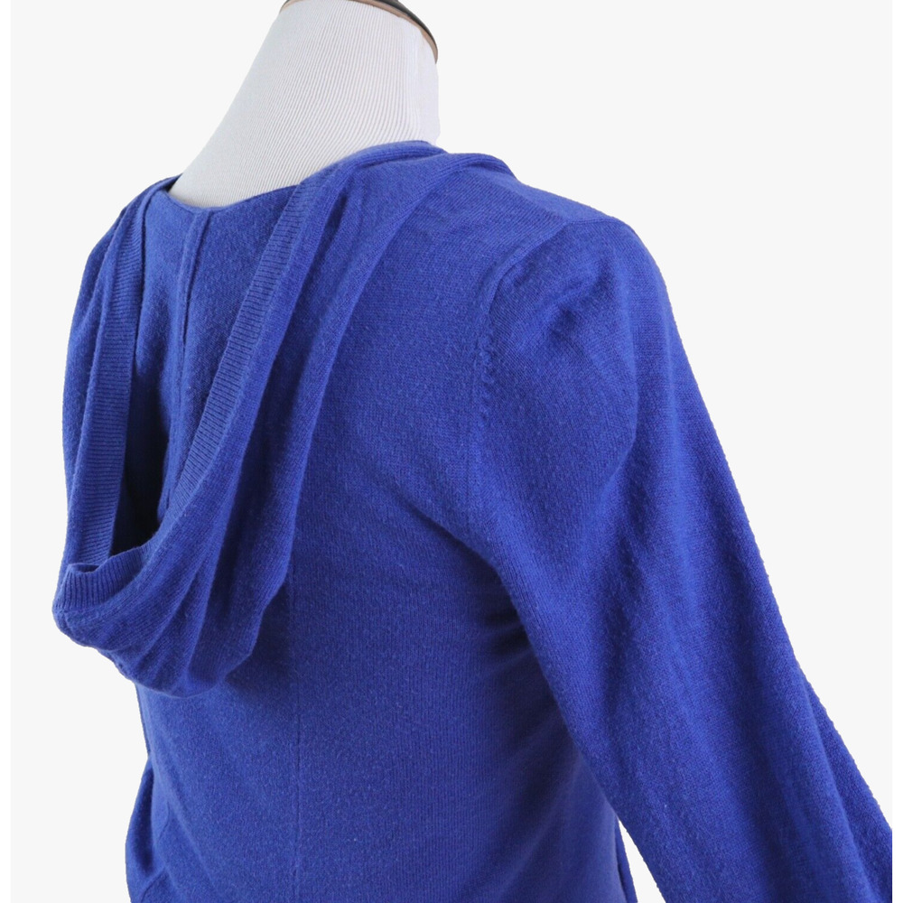 Athleta Size L Fine Knit Hooded Sweater Double Zip Royal Blue - Picture 5 of 12